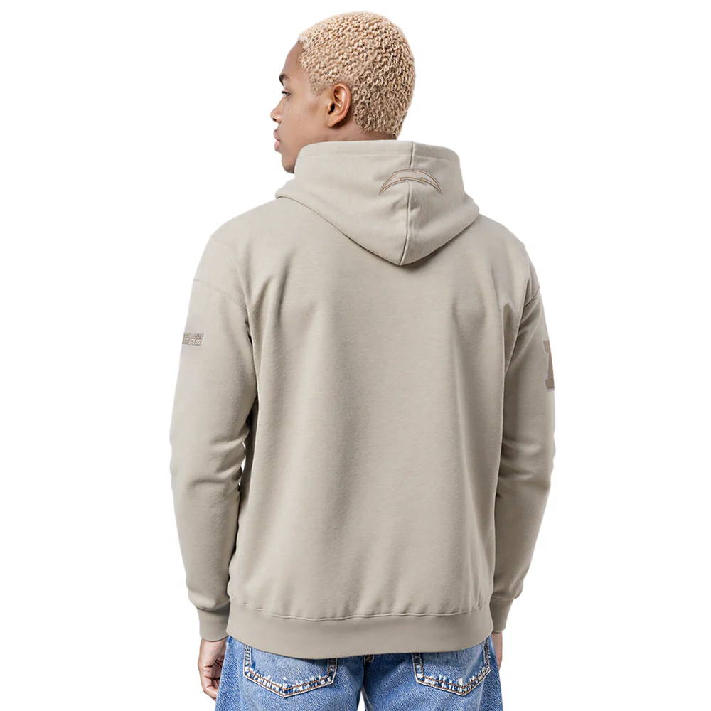 NFL LOS ANGELES CHARGERS NEUTRAL MEN'S DROP SHOULDER FLC PO HOODIE (TAUPE) - Image 2