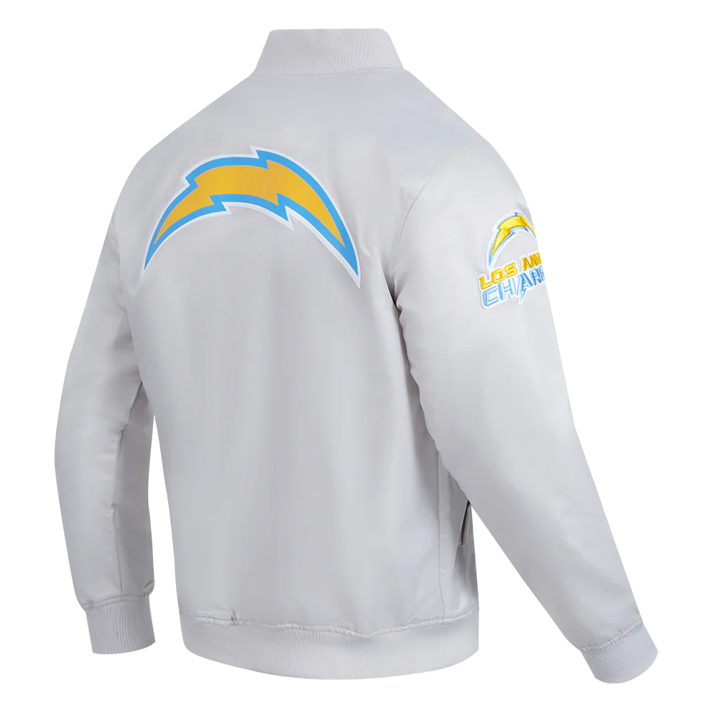 NFL LOS ANGELES CHARGERS BIG LOGO MEN'S SATIN JACKET (SILVER) - Image 4