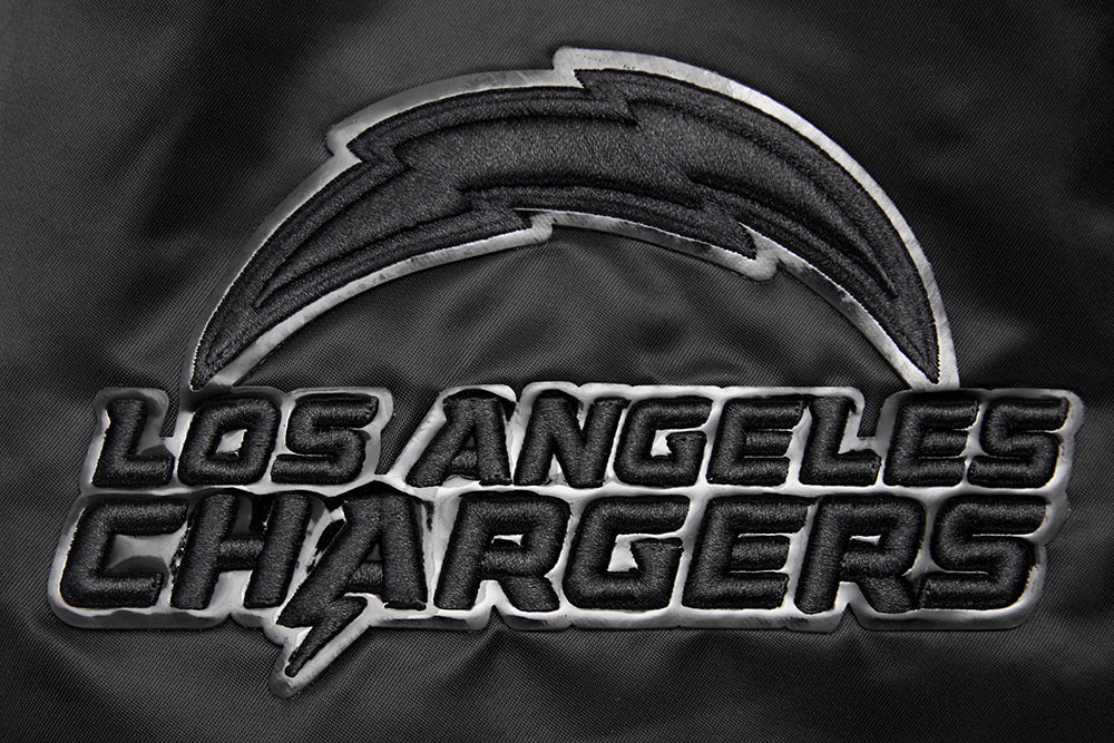 NFL LOS ANGELES CHARGERS TRIPLE BLACK MEN'S SATIN JACKET (TRIPLE BLACK) - Image 6