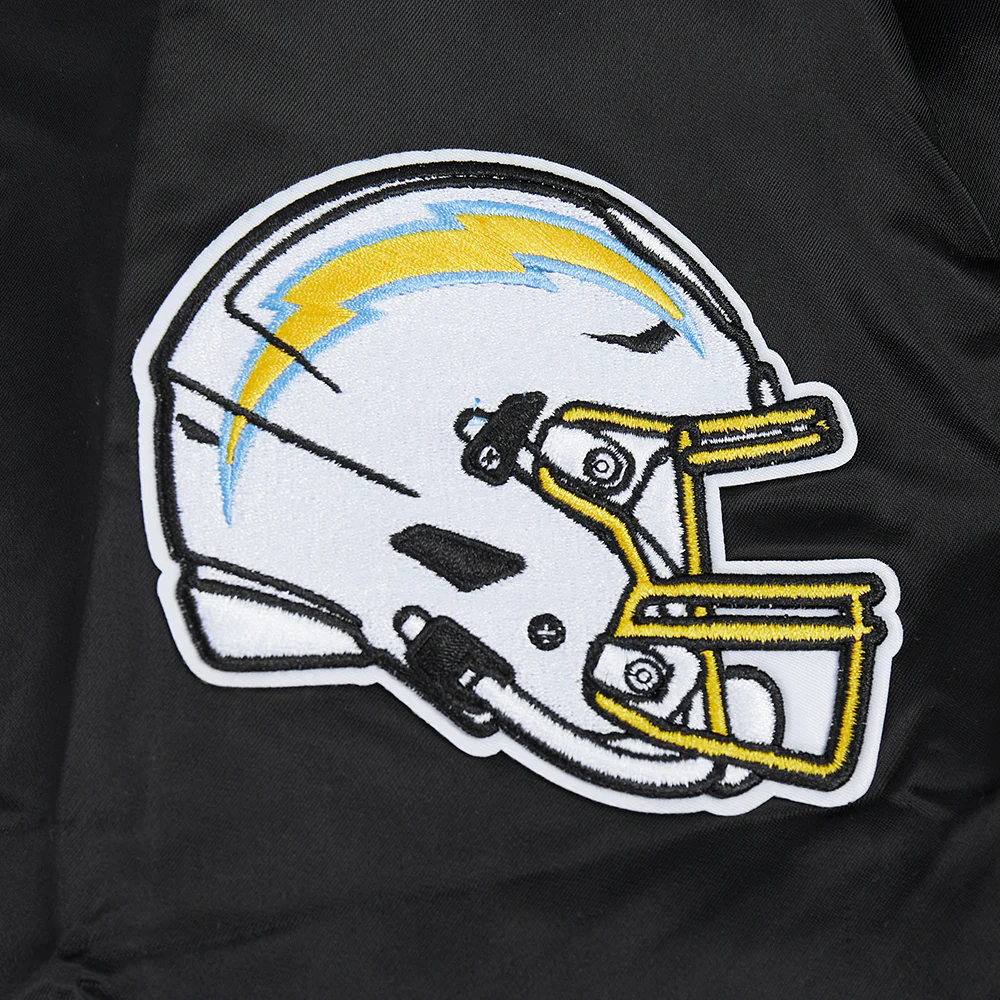 NFL LOS ANGELES CHARGERS OLD ENGLISH MEN'S RIB SATIN JACKET (BLACK) - Image 6
