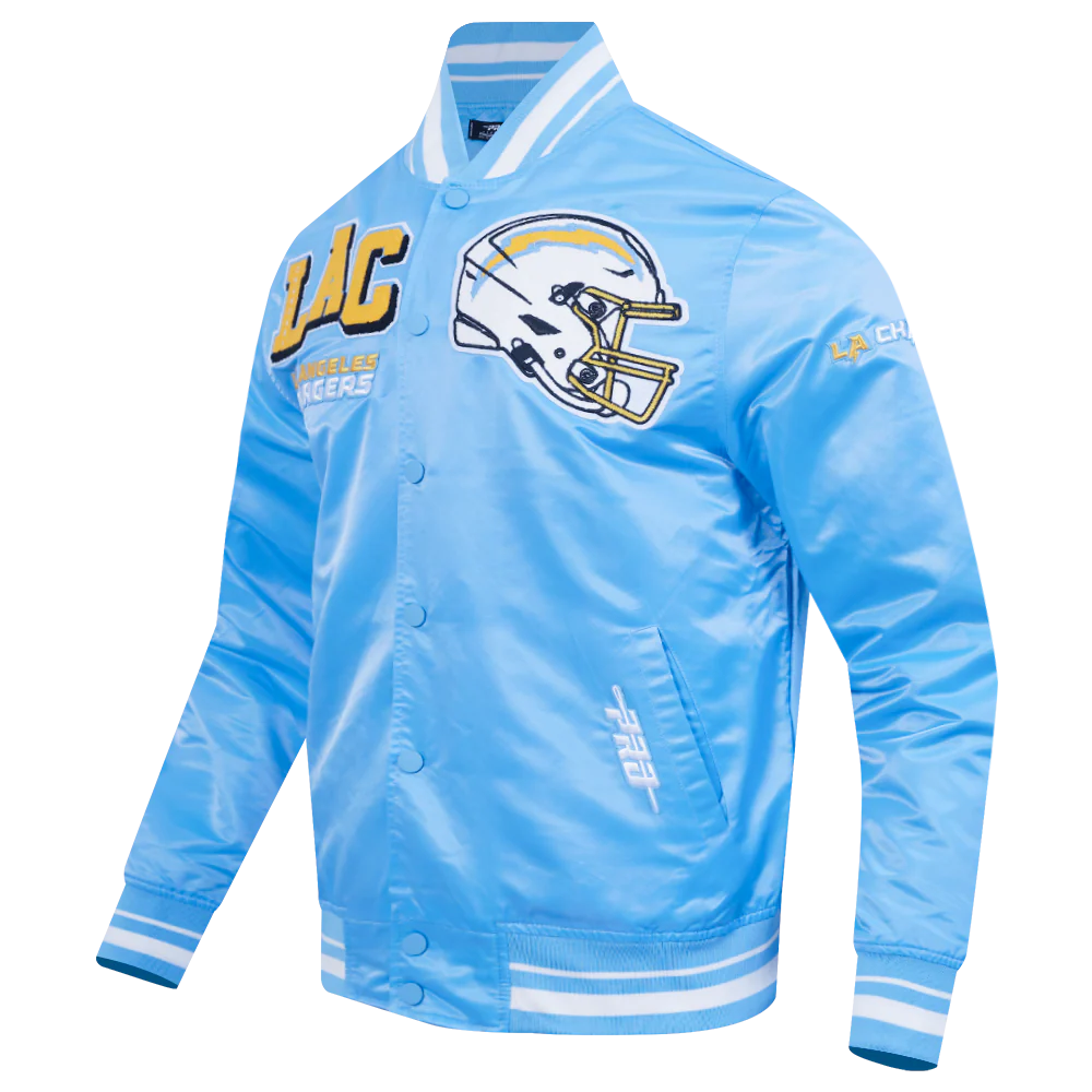 NFL LOS ANGELES CHARGERS MASHUP MEN'S RIB SATIN JACKET (UNIVERSITY BLUE) - Image 3