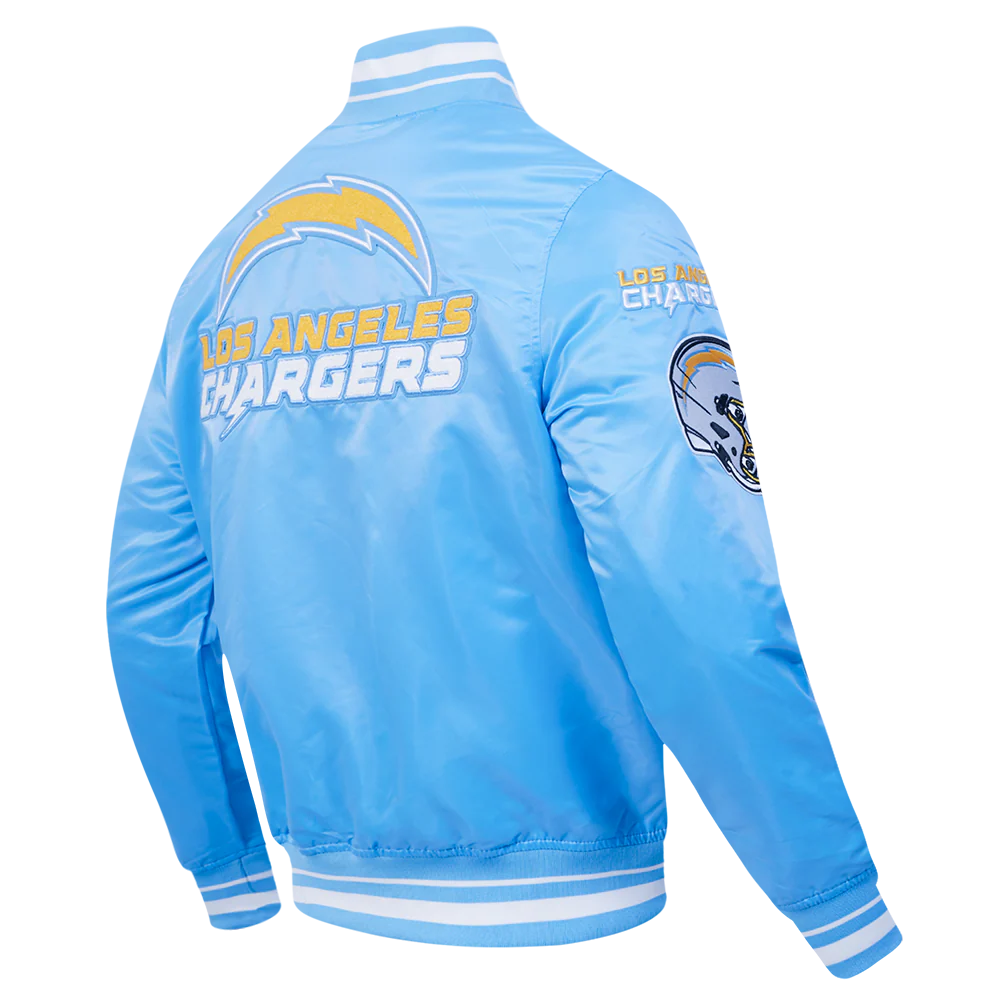 NFL LOS ANGELES CHARGERS MASHUP MEN'S RIB SATIN JACKET (UNIVERSITY BLUE) - Image 4