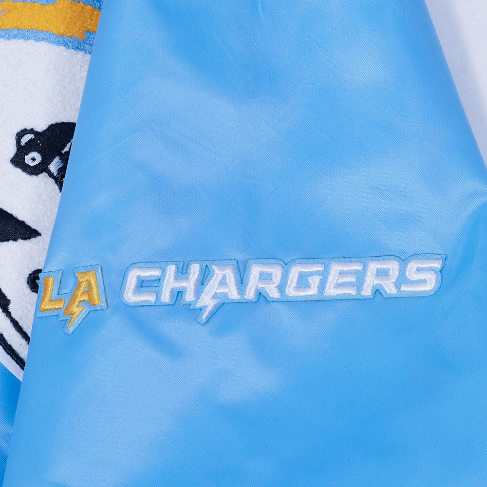 NFL LOS ANGELES CHARGERS MASHUP MEN'S RIB SATIN JACKET (UNIVERSITY BLUE) - Image 5