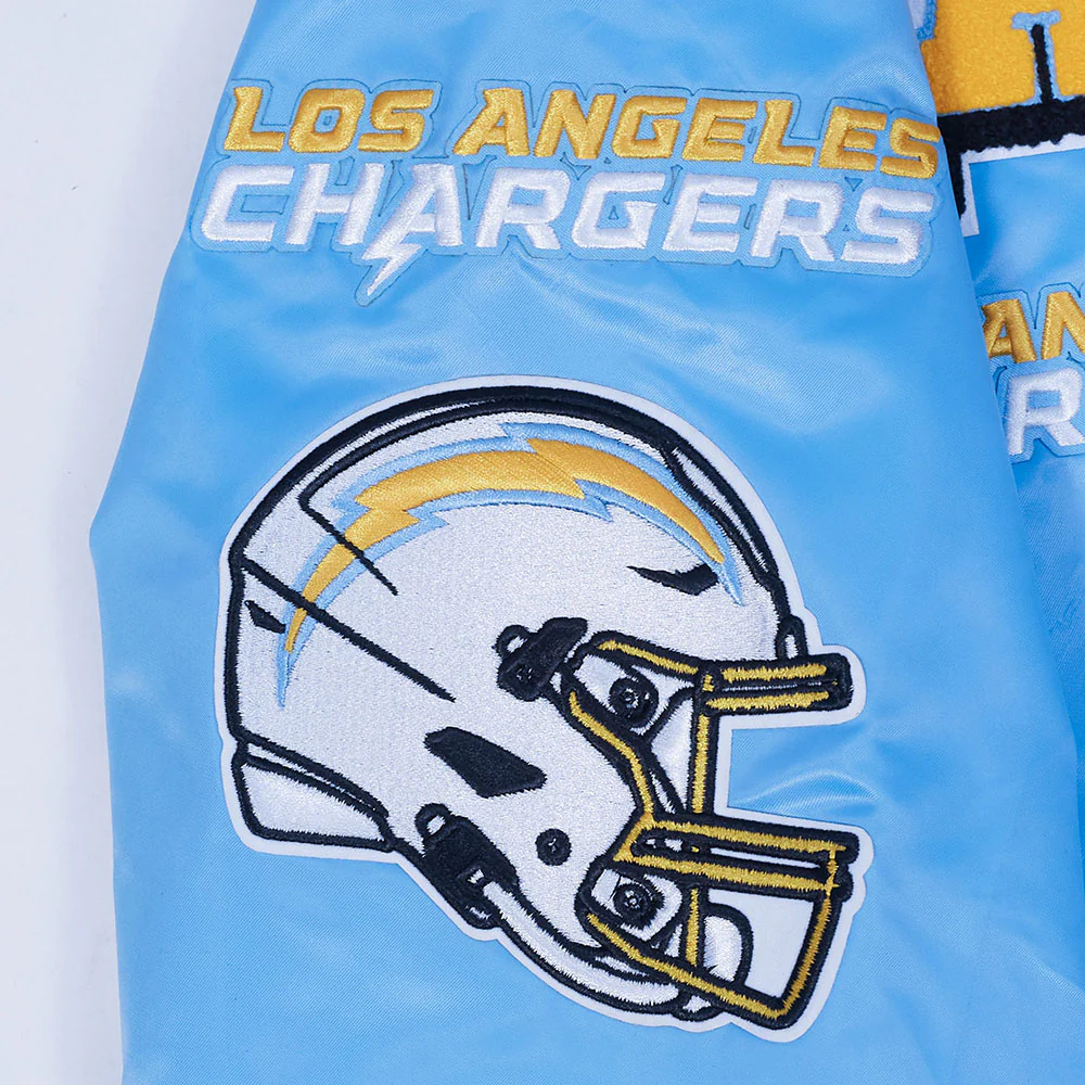 NFL LOS ANGELES CHARGERS MASHUP MEN'S RIB SATIN JACKET (UNIVERSITY BLUE) - Image 6