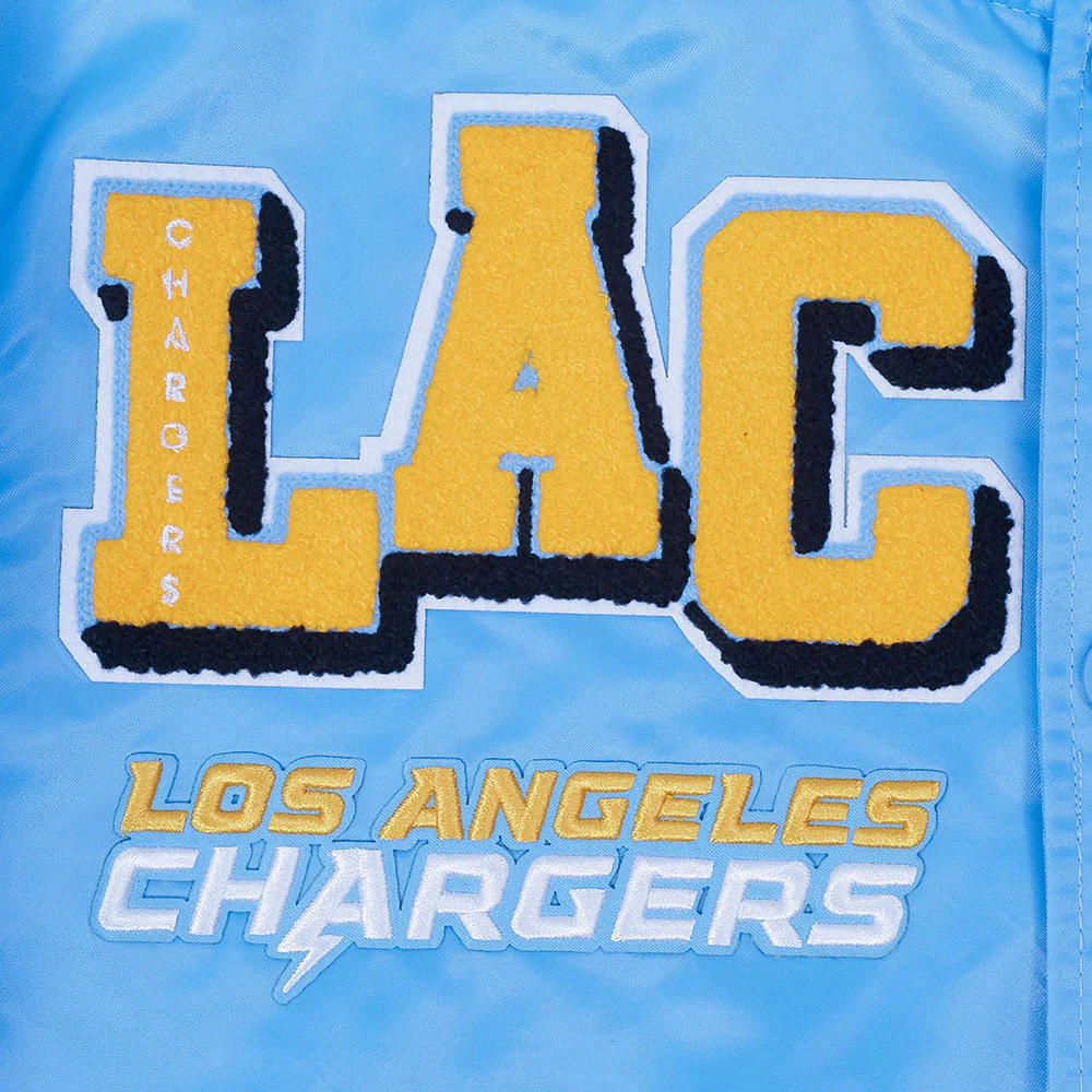 NFL LOS ANGELES CHARGERS MASHUP MEN'S RIB SATIN JACKET (UNIVERSITY BLUE) - Image 7
