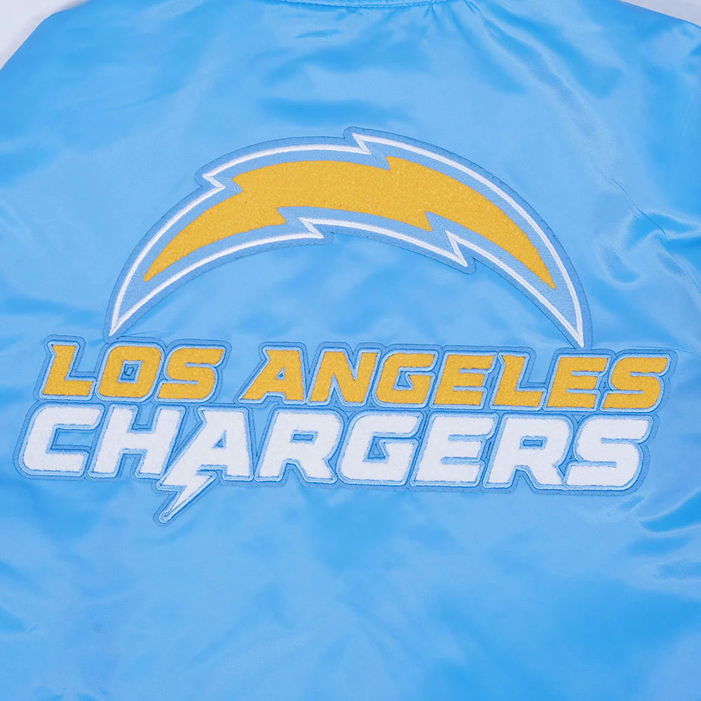 NFL LOS ANGELES CHARGERS MASHUP MEN'S RIB SATIN JACKET (UNIVERSITY BLUE) - Image 9
