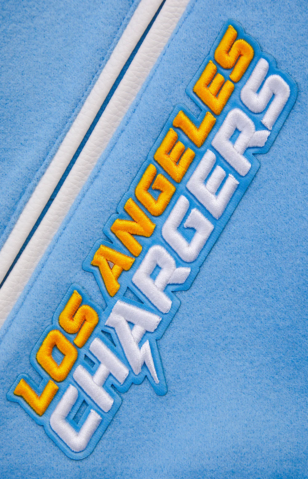 NFL LOS ANGELES CHARGERS MASHUP MEN'S RIB WOOL VARSITY JACKET (UNIVERSITY BLUE/WHITE) - Image 6