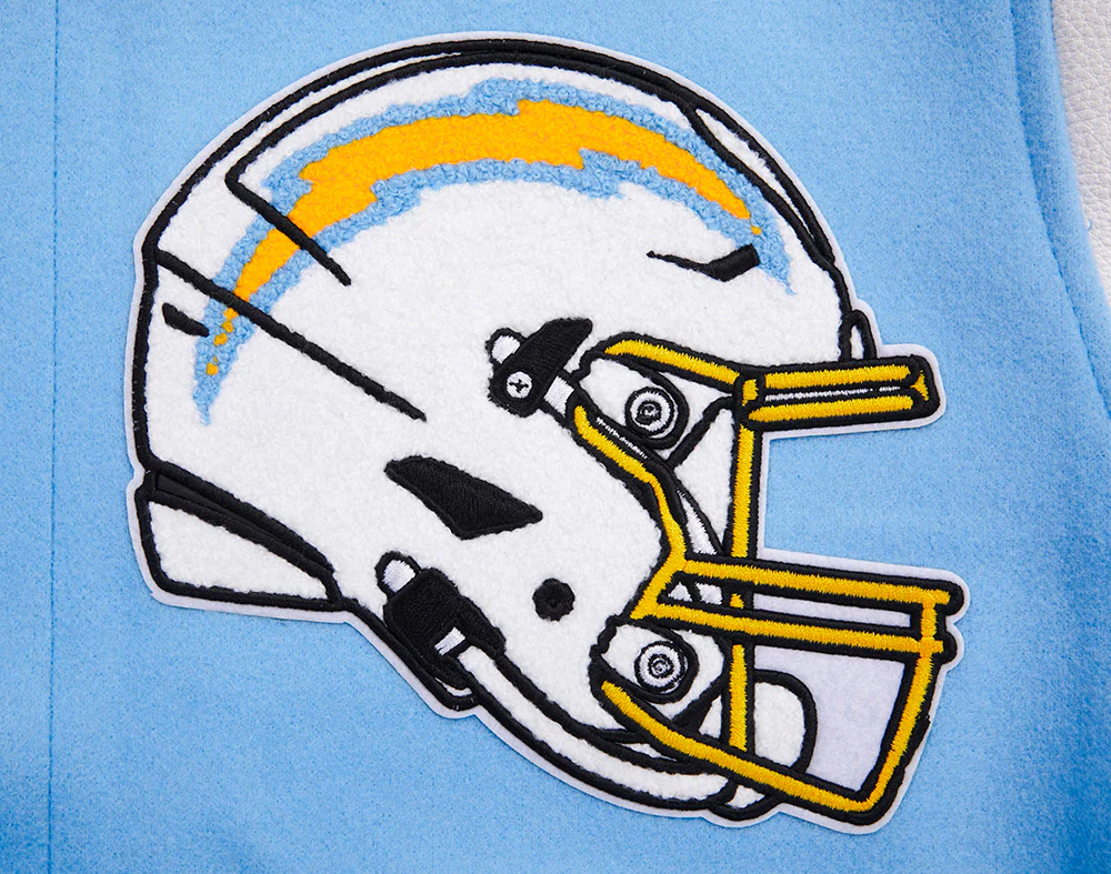NFL LOS ANGELES CHARGERS MASHUP MEN'S RIB WOOL VARSITY JACKET (UNIVERSITY BLUE/WHITE) - Image 8