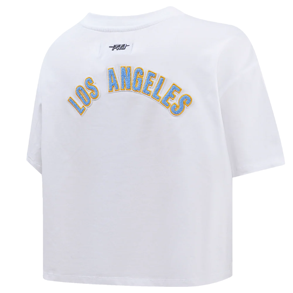NFL LOS ANGELES CHARGERS CLASSIC WOMEN'S SINGLE JERSEY BOXY TEE (WHITE) - Image 3
