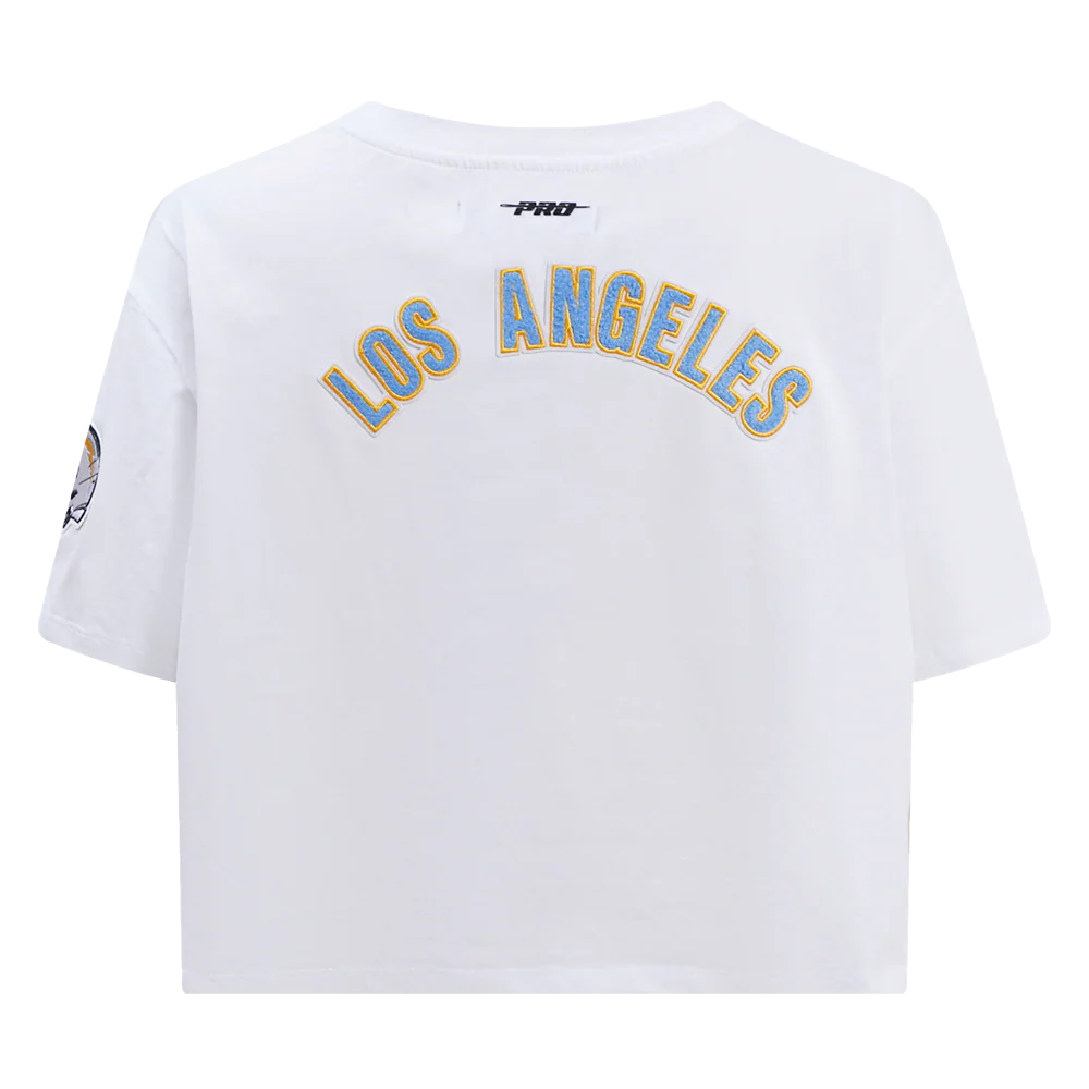 NFL LOS ANGELES CHARGERS CLASSIC WOMEN'S SINGLE JERSEY BOXY TEE (WHITE) - Image 4