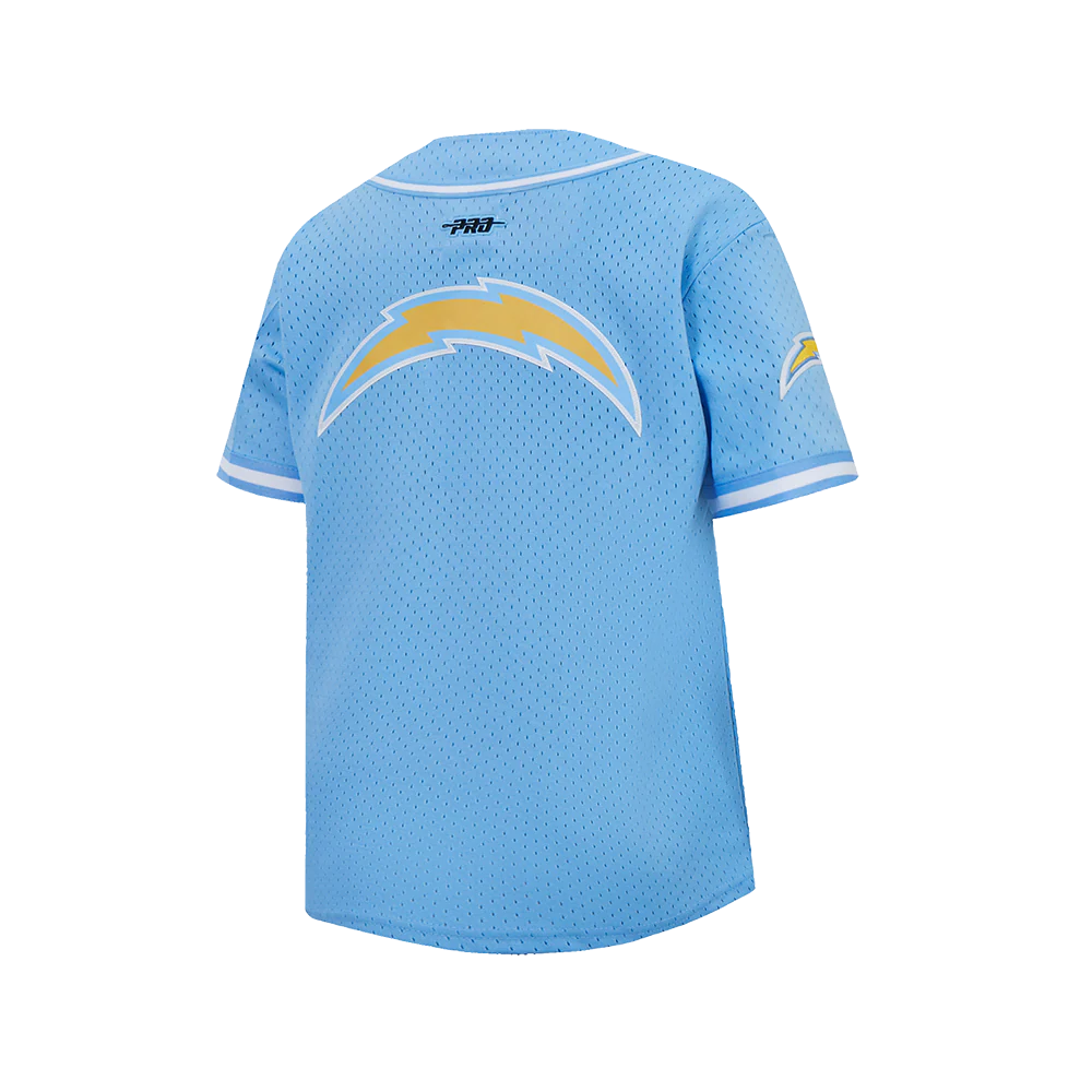 NFL LOS ANGELES CHARGERS CLASSIC BIG BOY'S MESH BUTTON DOWN SHIRT (UNIVERSITY BLUE) - Image 4