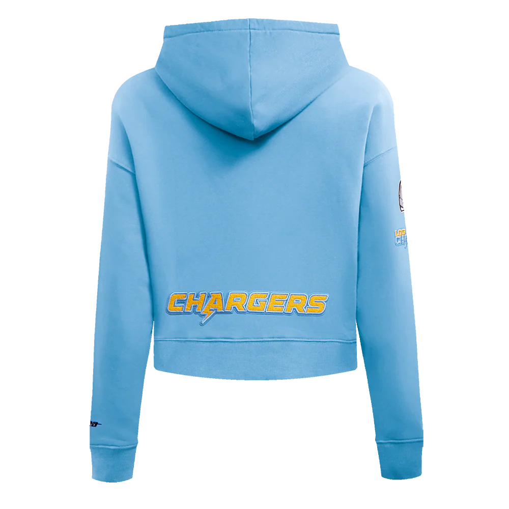 NFL LOS ANGELES CHARGERS CLASSIC WOMEN'S CROPPED PULLOVER HOODIE (UNIVERSITY BLUE) - Image 3