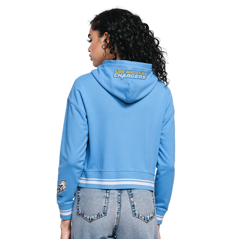 NFL LOS ANGELES CHARGERS MASHUP WOMEN'S RIB CROPPED PO HOODIE (UNIVERSITY BLUE)