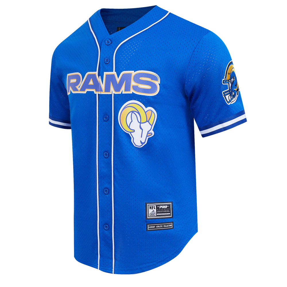 NFL LOS ANGELES RAMS CLASSIC MEN'S MESH BUTTON DOWN JERSEY (ROYAL BLUE) - Image 2