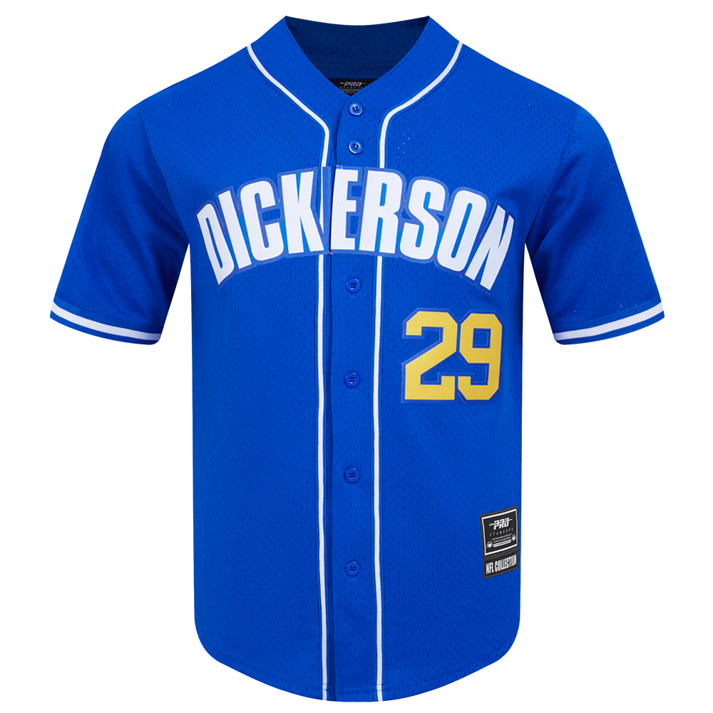 NFL LOS ANGELES RAMS ERIC DICKERSON #29 MEN'S MESH BUTTON DOWN SHIRT (ROYAL BLUE)
