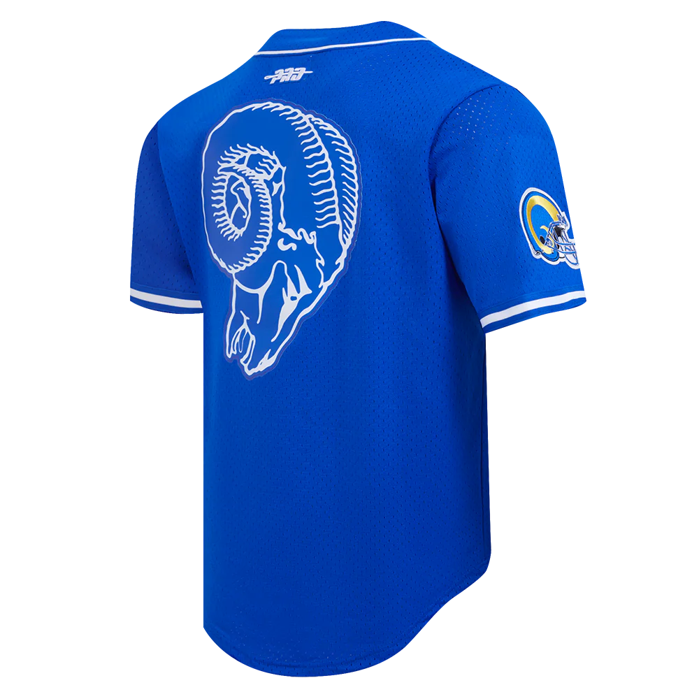 NFL LOS ANGELES RAMS ERIC DICKERSON #29 MEN'S MESH BUTTON DOWN SHIRT (ROYAL BLUE) - Image 4