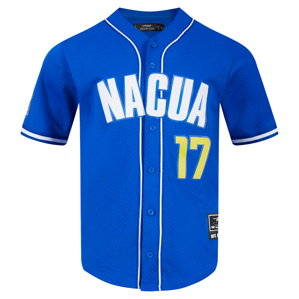 LOS ANGELES RAMS PUKA NACUA #17 CLASSIC MEN'S MESH BUTTON DOWN SHIRT (ROYAL BLUE)