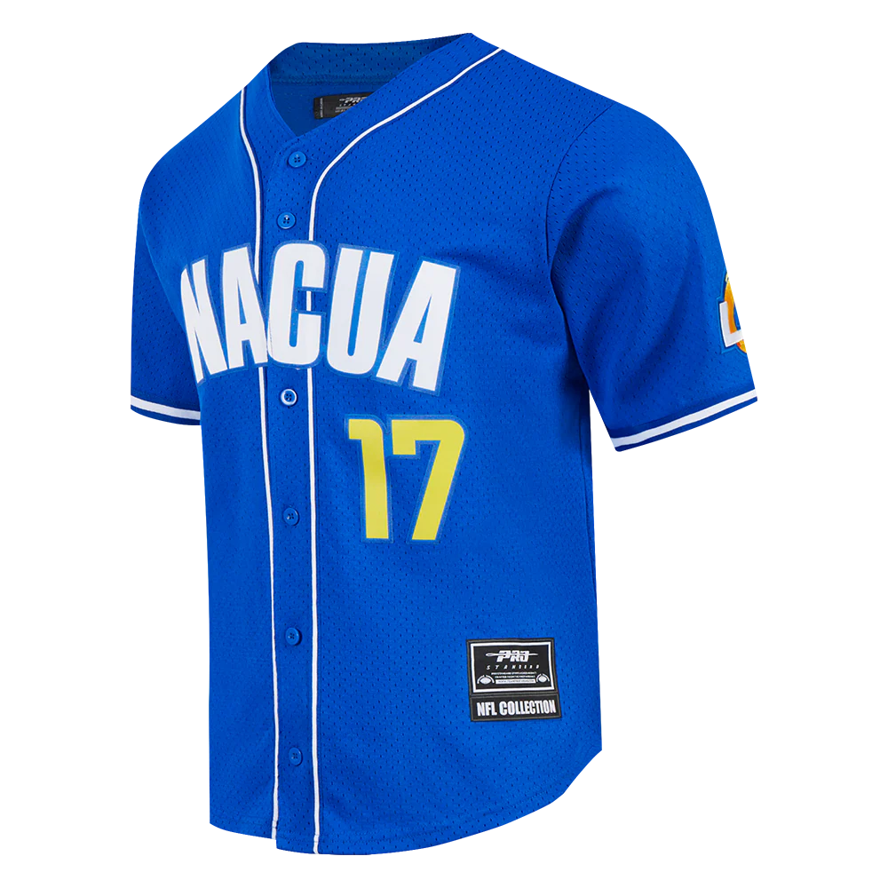 LOS ANGELES RAMS PUKA NACUA #17 CLASSIC MEN'S MESH BUTTON DOWN SHIRT (ROYAL BLUE) - Image 2