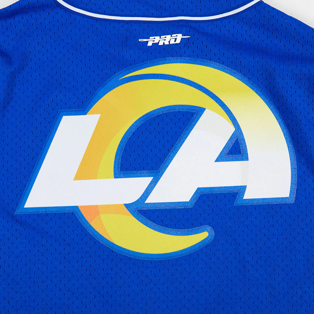 LOS ANGELES RAMS PUKA NACUA #17 CLASSIC MEN'S MESH BUTTON DOWN SHIRT (ROYAL BLUE) - Image 7