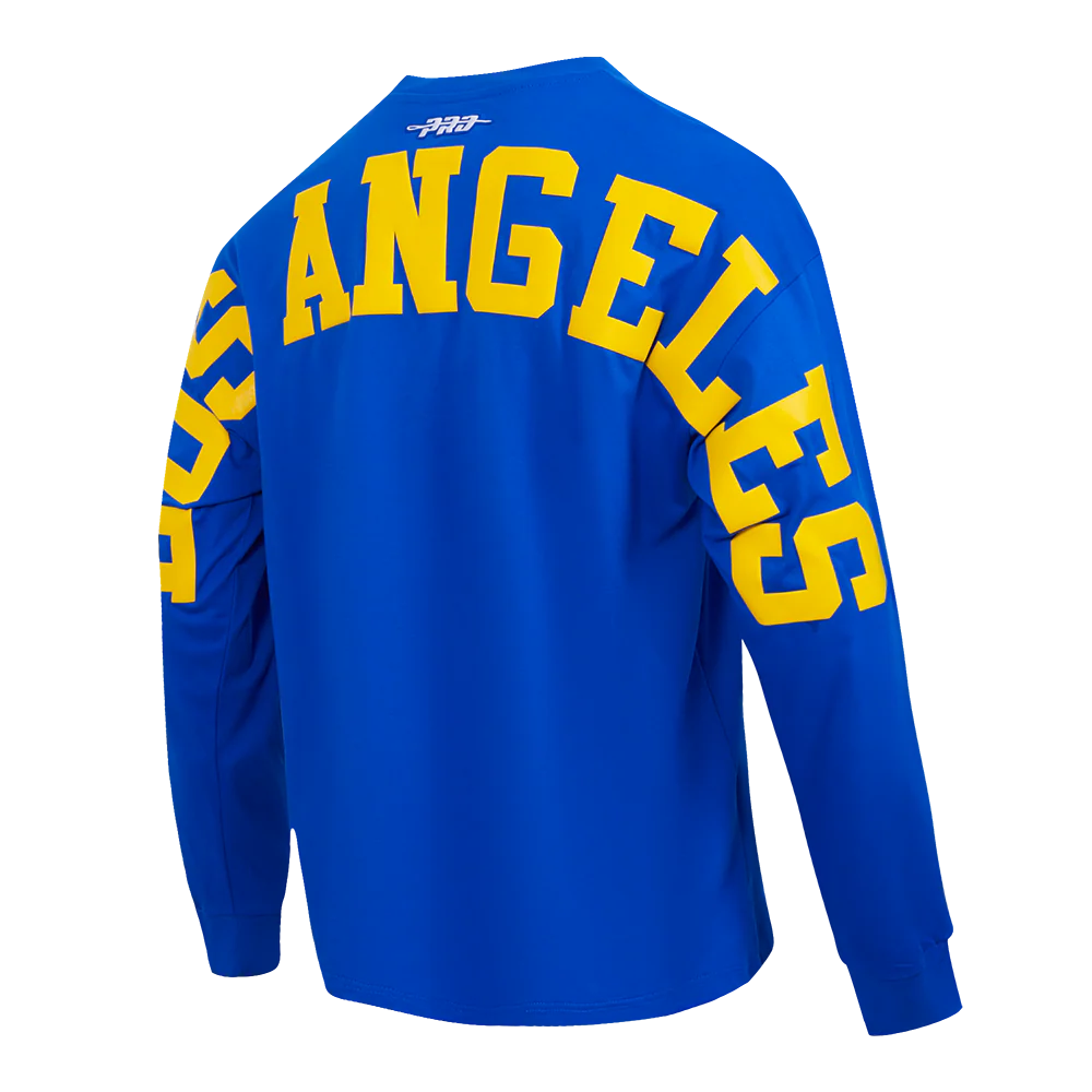 NFL LOS ANGELES RAMS WINGSPAN MEN'S DROP SHOULDER LS TEE (ROYAL BLUE)
