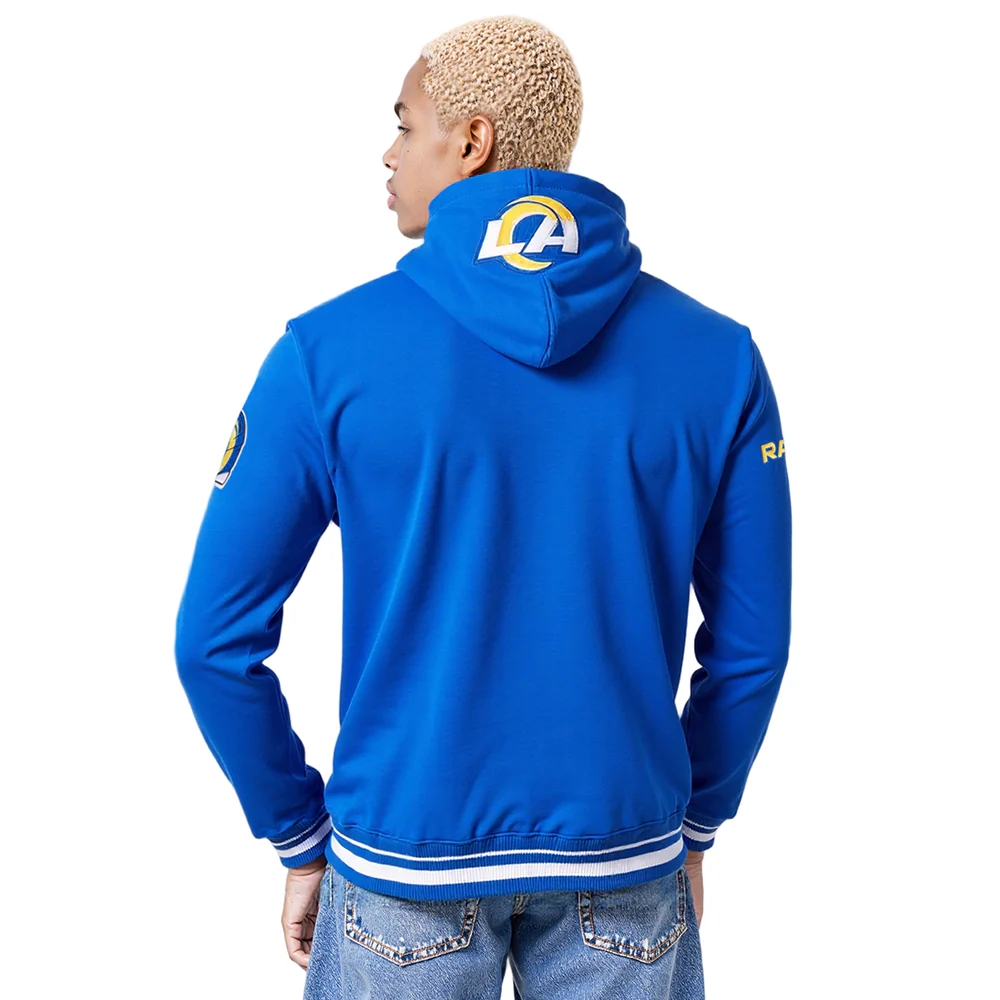 NFL LOS ANGELES RAMS SCRIPT TAIL MEN'S RIB FLC PO HOODIE (ROYAL BLUE) - Image 10