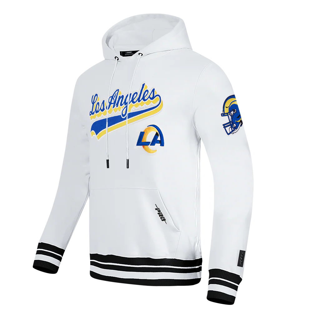 NFL LOS ANGELES RAMS SCRIPT TAIL MEN'S RIB FLC PO HOODIE (WHITE/BLACK) - Image 13