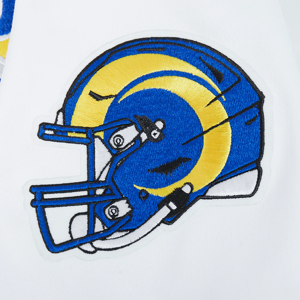 NFL LOS ANGELES RAMS SCRIPT TAIL MEN'S RIB FLC PO HOODIE (WHITE/BLACK) - Image 8