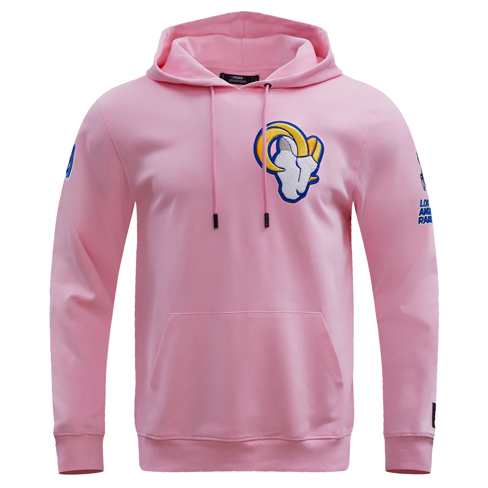 NFL LOS ANGELES RAMS CLASSIC CHENILLE DOUBLE KNIT PULLOVER HOODIE (PINK)