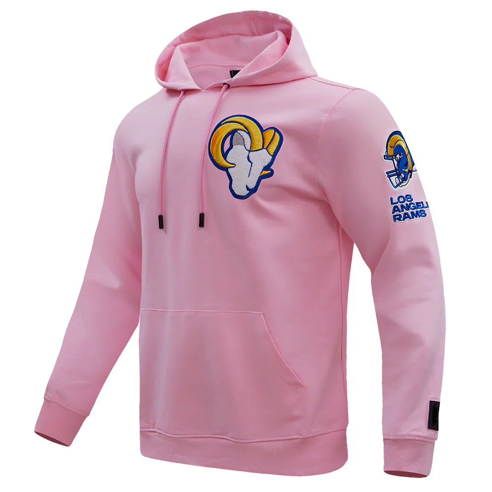 NFL LOS ANGELES RAMS CLASSIC CHENILLE DOUBLE KNIT PULLOVER HOODIE (PINK) - Image 2