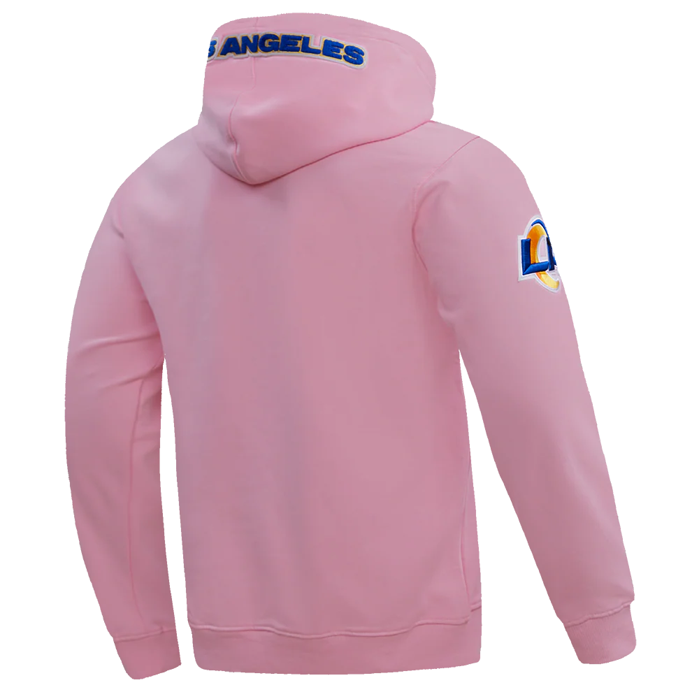 NFL LOS ANGELES RAMS CLASSIC CHENILLE DOUBLE KNIT PULLOVER HOODIE (PINK) - Image 3