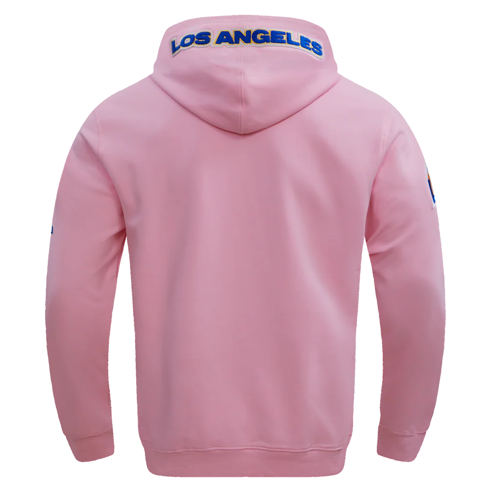 NFL LOS ANGELES RAMS CLASSIC CHENILLE DOUBLE KNIT PULLOVER HOODIE (PINK) - Image 4