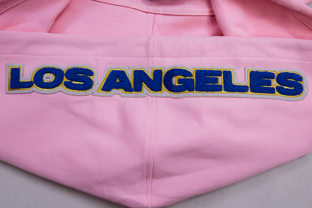 NFL LOS ANGELES RAMS CLASSIC CHENILLE DOUBLE KNIT PULLOVER HOODIE (PINK) - Image 5