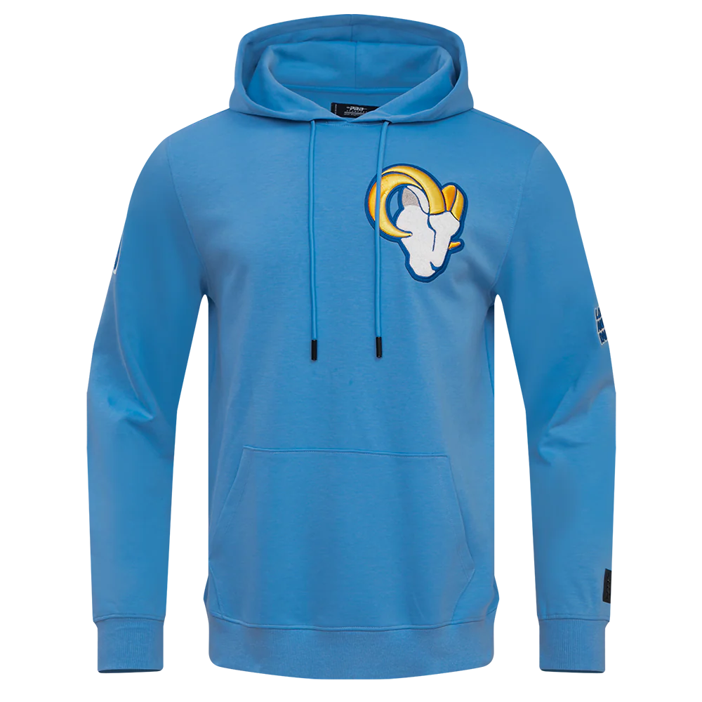 NFL LOS ANGELES RAMS CLASSIC CHENILLE DOUBLE KNIT PULLOVER HOODIE (UNIVERSITY BLUE)