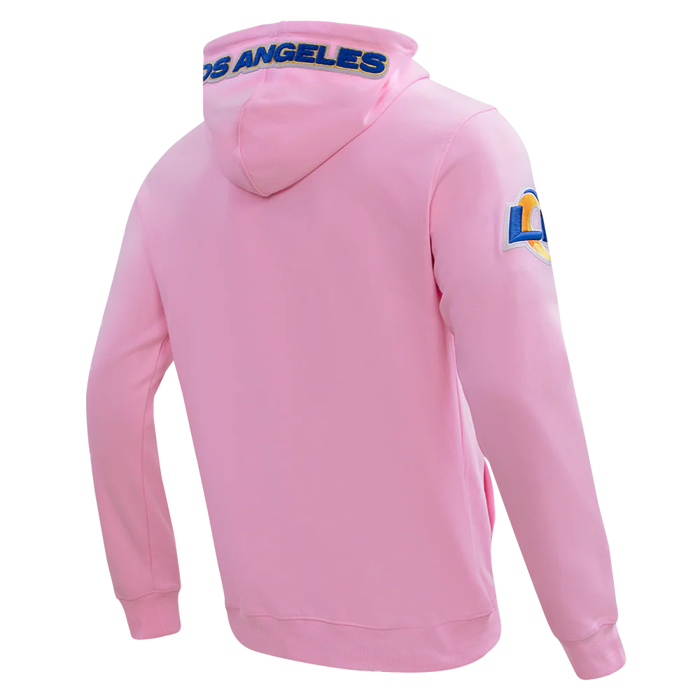 NFL LOS ANGELES RAMS CLASSIC CHENILLE DOUBLE KNIT FULL ZIP HOODIE (PINK) - Image 3
