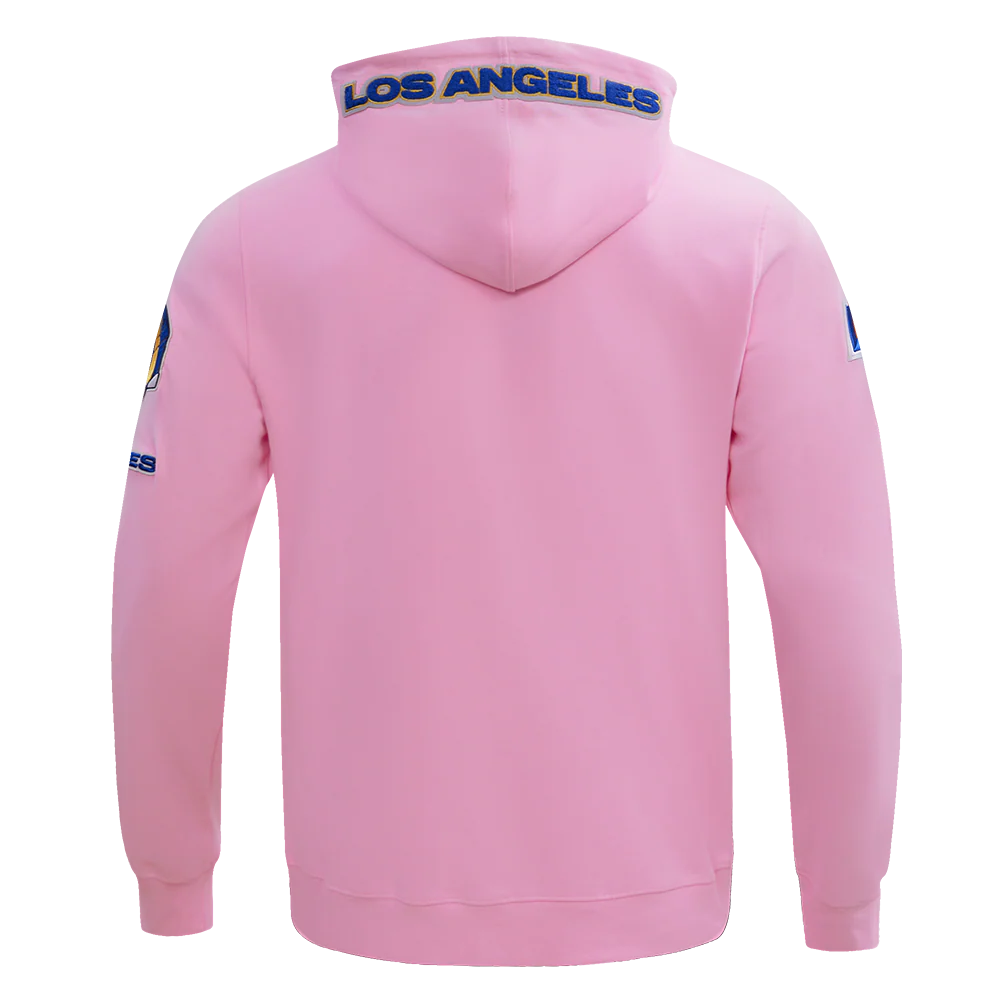 NFL LOS ANGELES RAMS CLASSIC CHENILLE DOUBLE KNIT FULL ZIP HOODIE (PINK) - Image 4
