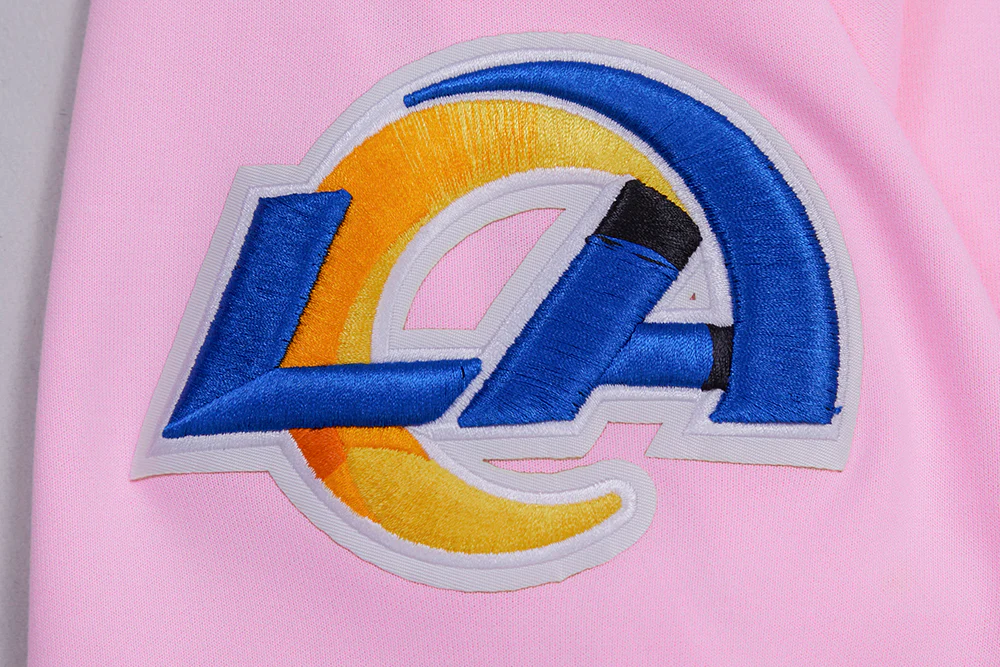 NFL LOS ANGELES RAMS CLASSIC CHENILLE DOUBLE KNIT FULL ZIP HOODIE (PINK) - Image 7