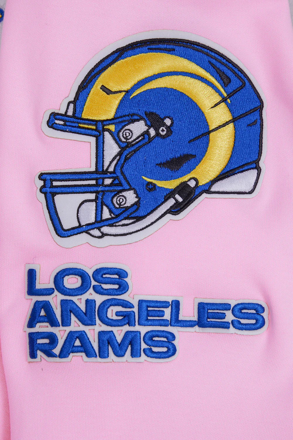 NFL LOS ANGELES RAMS CLASSIC CHENILLE DOUBLE KNIT FULL ZIP HOODIE (PINK) - Image 8