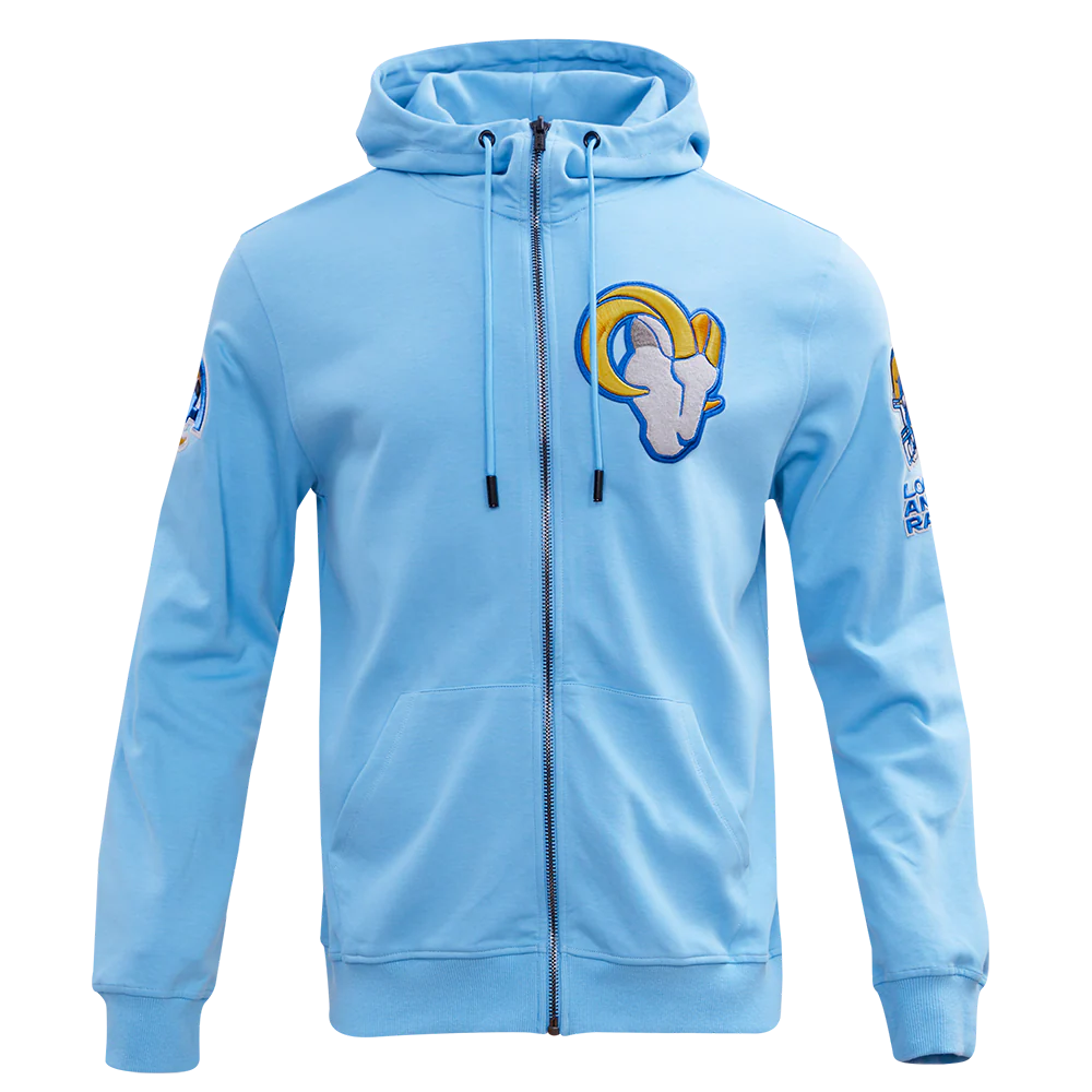 NFL LOS ANGELES RAMS CLASSIC CHENILLE DOUBLE KNIT FULL ZIP HOODIE (UNIVERSITY BLUE)