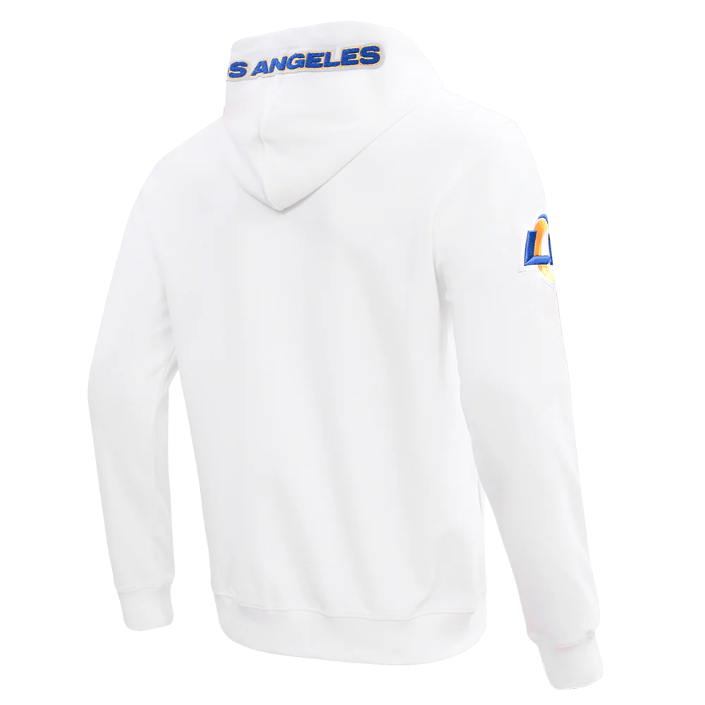 NFL LOS ANGELES RAMS CLASSIC CHENILLE DOUBLE KNIT FULL ZIP HOODIE (WHITE) - Image 3