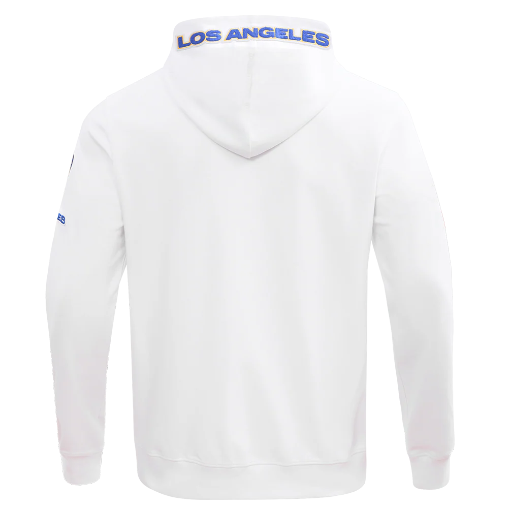 NFL LOS ANGELES RAMS CLASSIC CHENILLE DOUBLE KNIT FULL ZIP HOODIE (WHITE) - Image 4