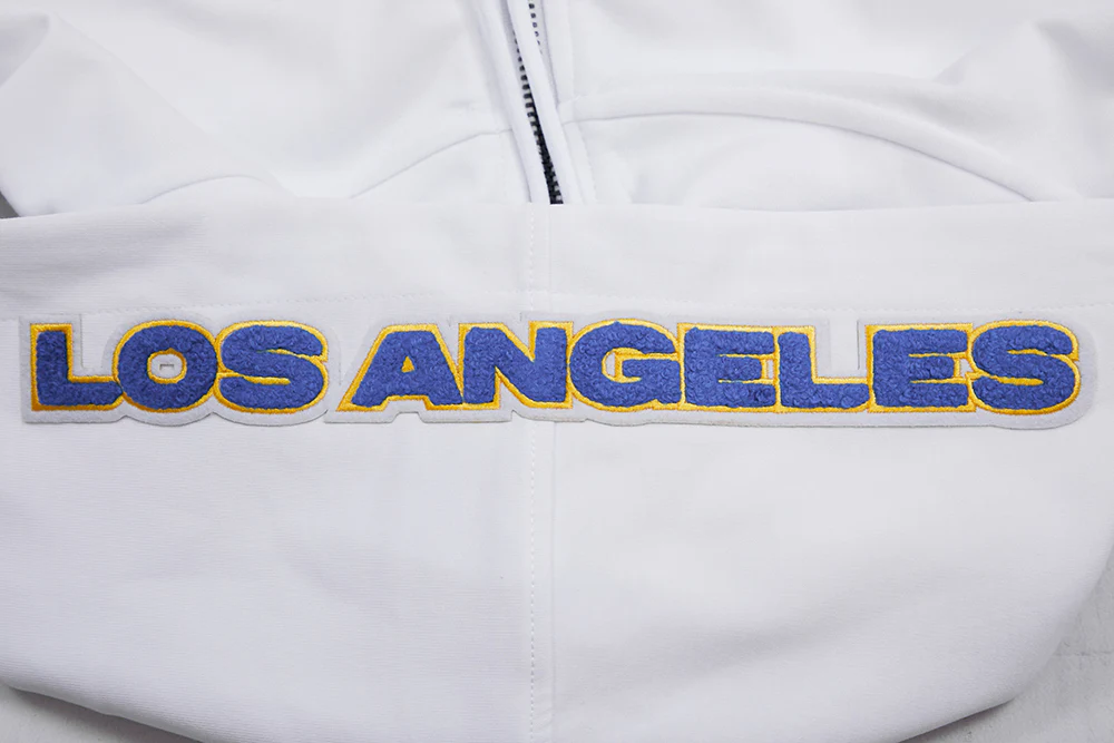 NFL LOS ANGELES RAMS CLASSIC CHENILLE DOUBLE KNIT FULL ZIP HOODIE (WHITE) - Image 5