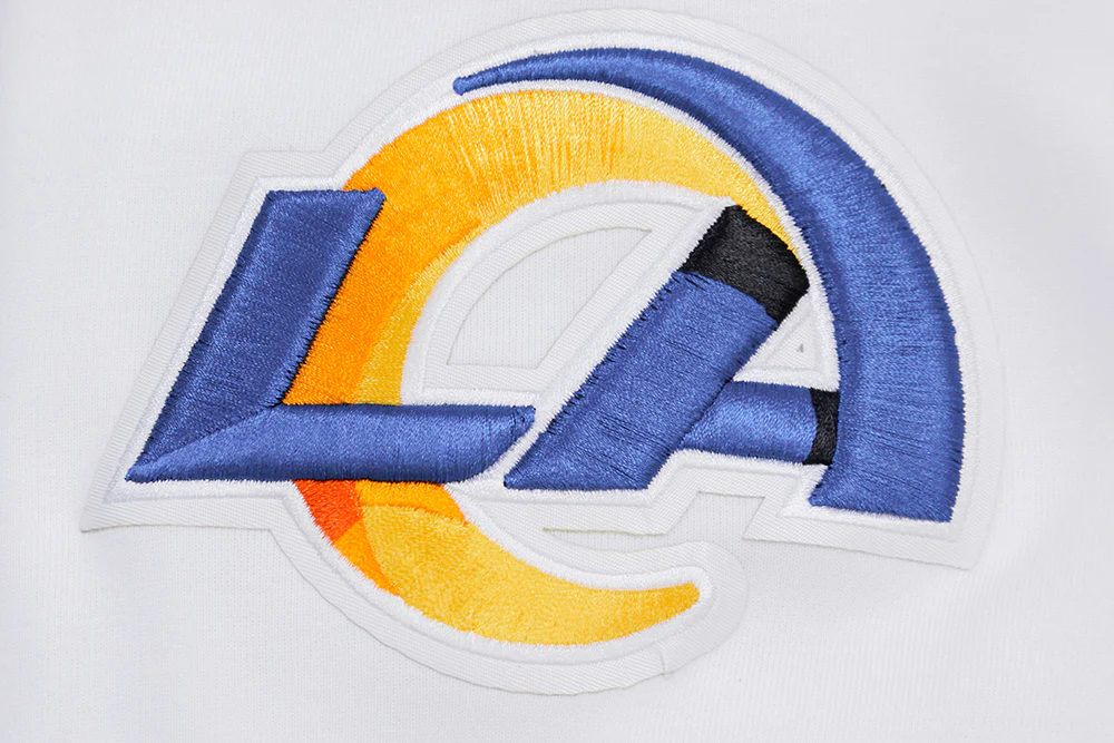 NFL LOS ANGELES RAMS CLASSIC CHENILLE DOUBLE KNIT FULL ZIP HOODIE (WHITE) - Image 7