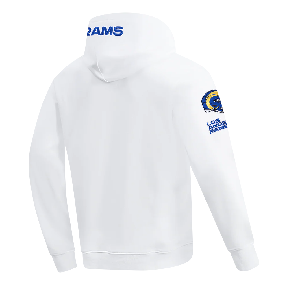NFL LOS ANGELES RAMS OLD ENGLISH MEN'S PO HOODIE (WHITE) - Image 4