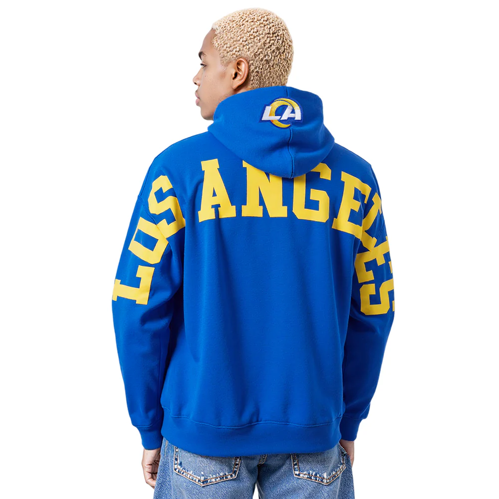 NFL LOS ANGELES RAMS WINGSPAN MEN'S DROP SHOULDER FLC PO HOODIE (ROYAL BLUE) - Image 9
