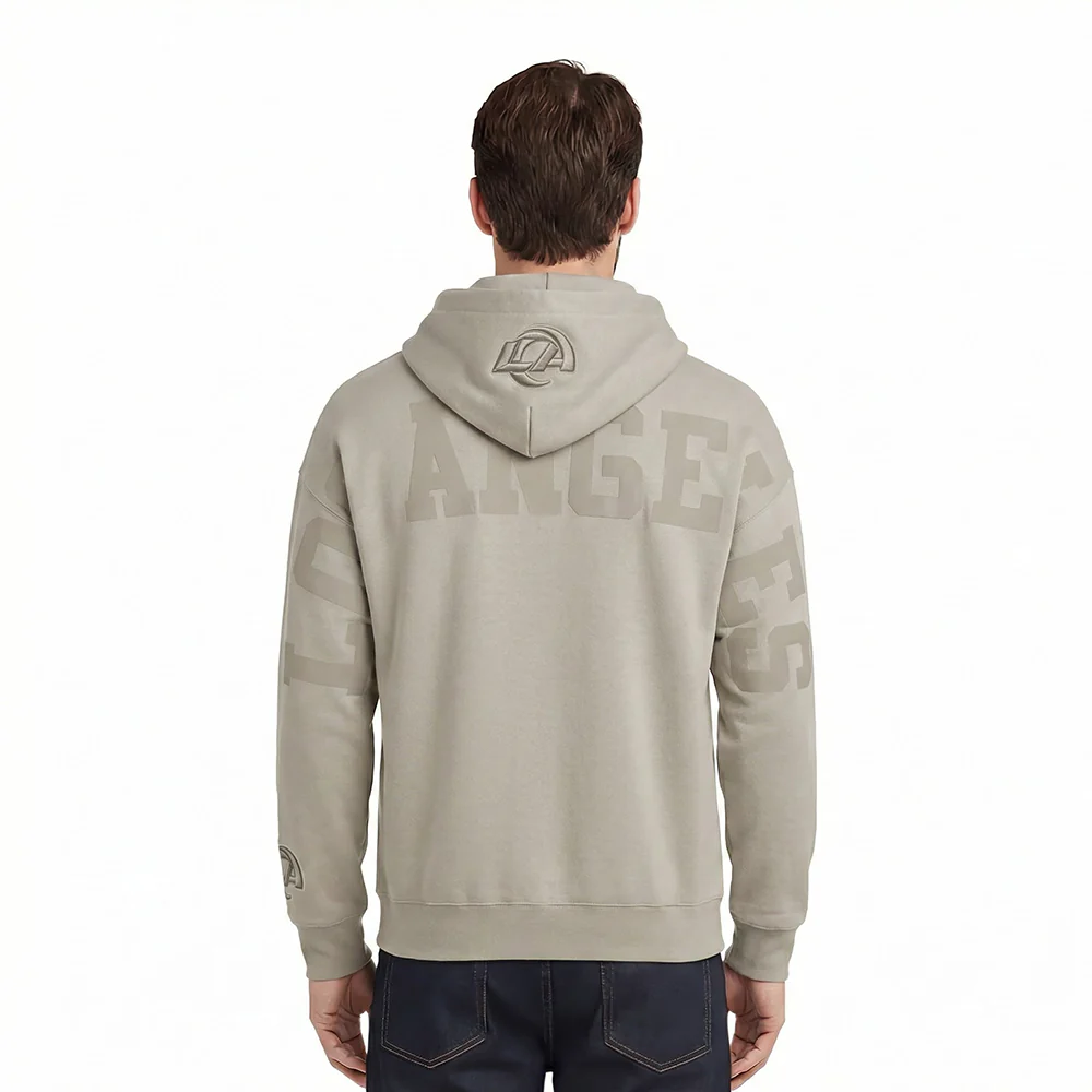 NFL LOS ANGELES RAMS WINGSPAN MEN'S DROP SHOULDER FLC PO HOODIE (TAUPE)