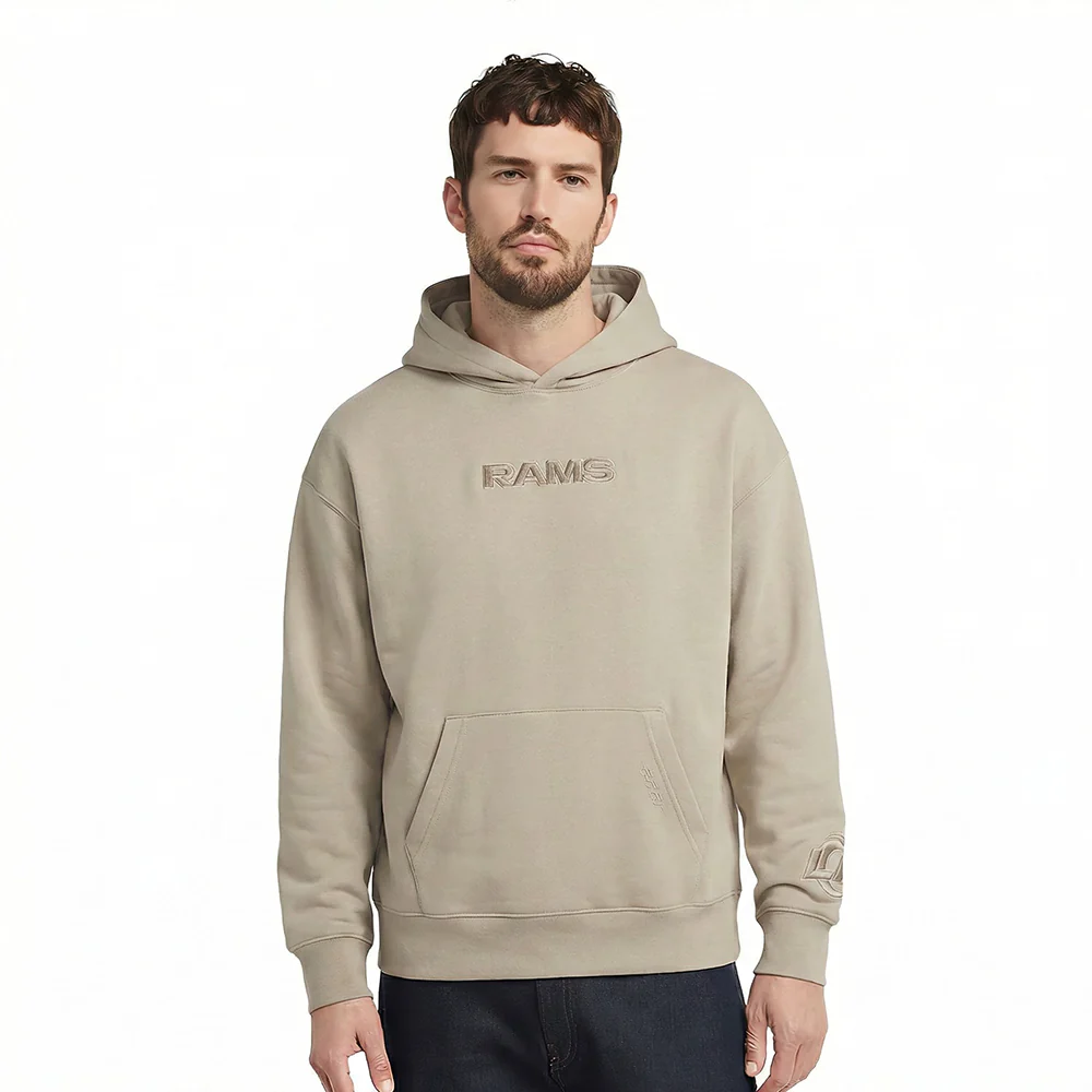 NFL LOS ANGELES RAMS WINGSPAN MEN'S DROP SHOULDER FLC PO HOODIE (TAUPE) - Image 2