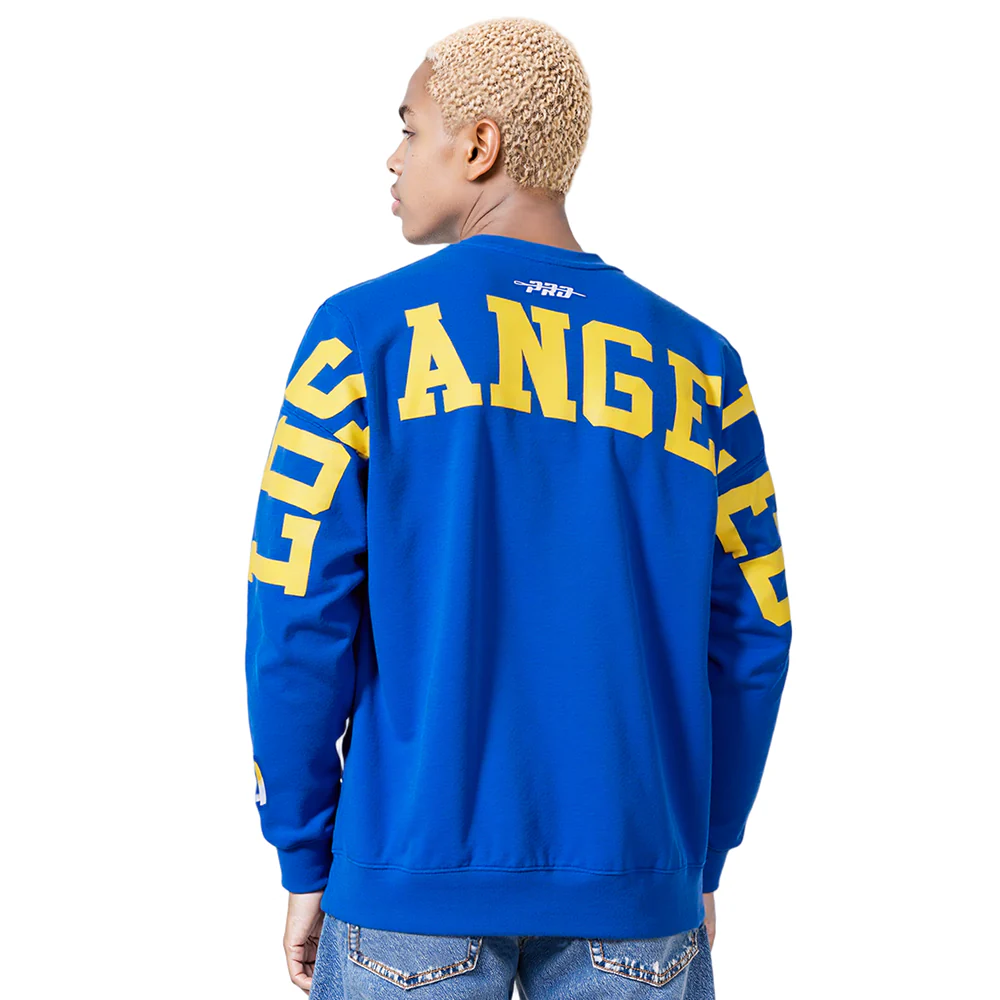 NFL LOS ANGELES RAMS WINGSPAN MEN'S DROP SHOULDER FLC CREWNECK (ROYAL BLUE) - Image 9