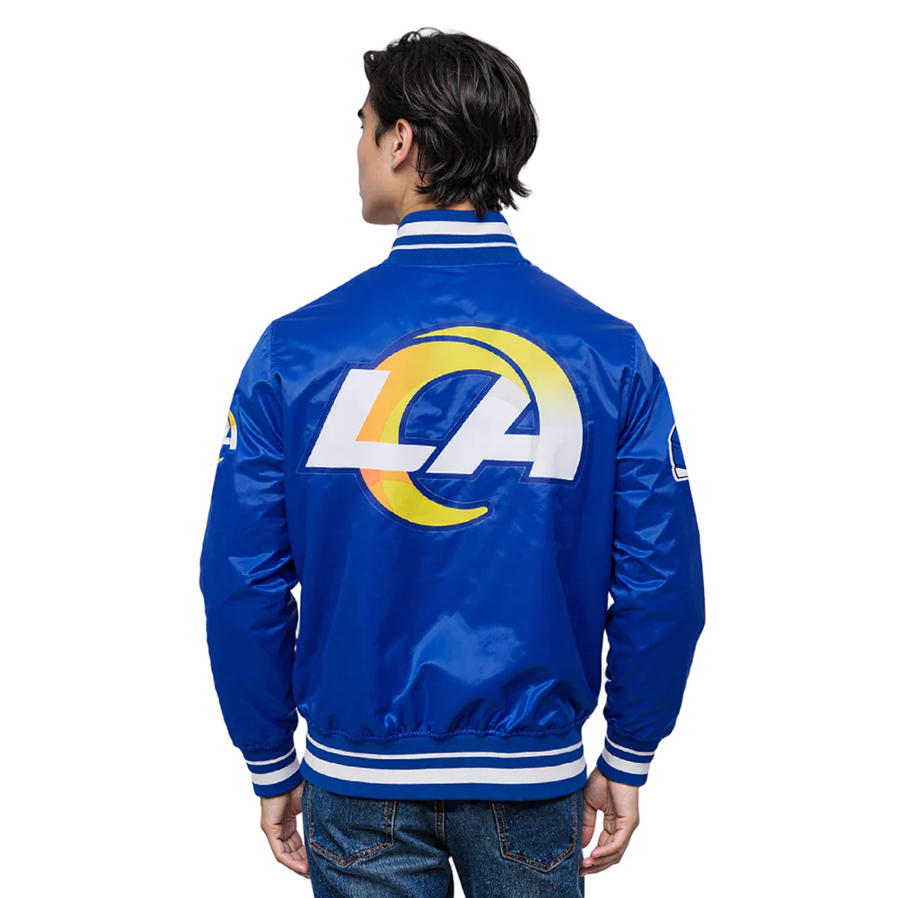NFL LOS ANGELES RAMS SCRIPT TAIL MEN'S SATIN JACKET (ROYAL BLUE) - Image 2