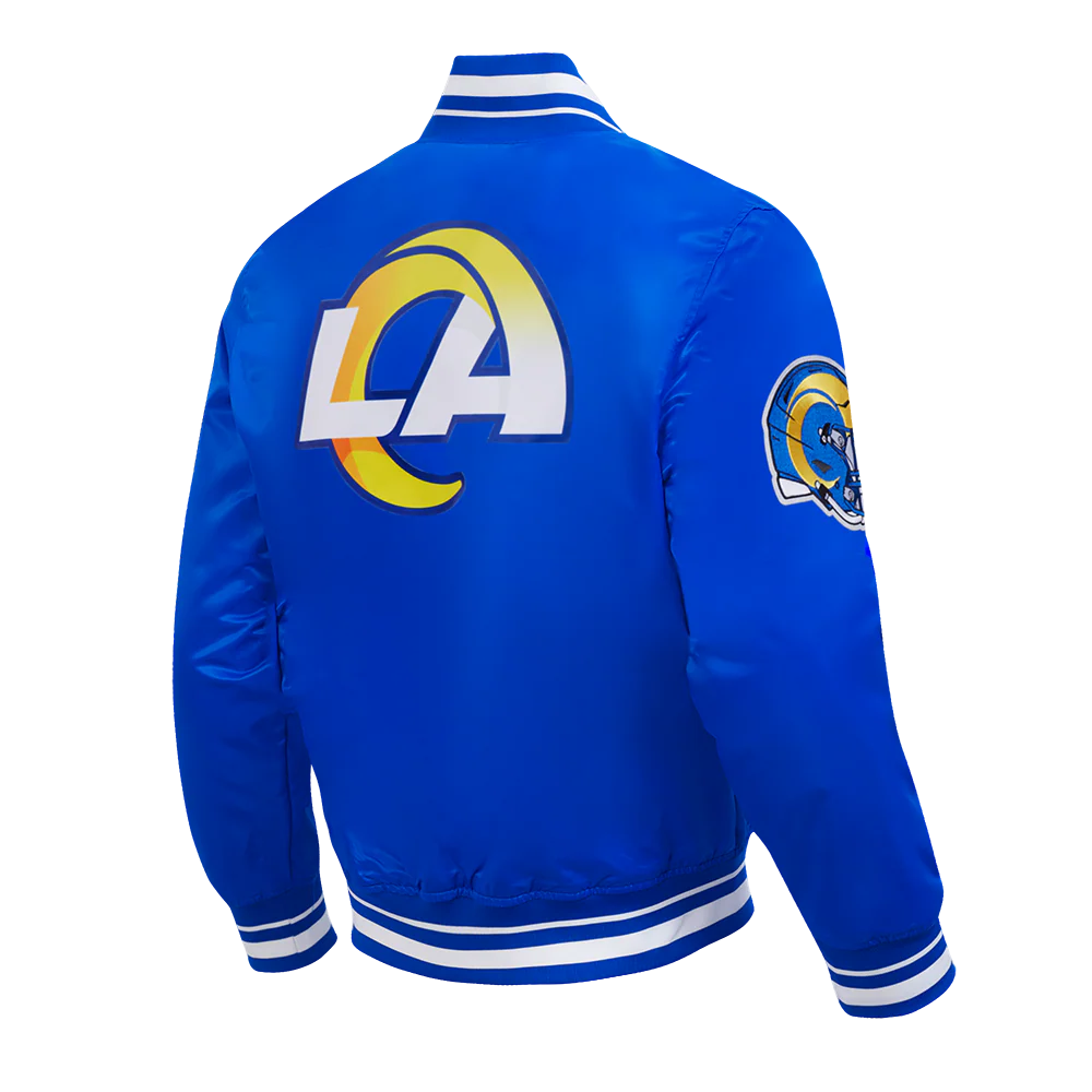NFL LOS ANGELES RAMS SCRIPT TAIL MEN'S SATIN JACKET (ROYAL BLUE) - Image 4