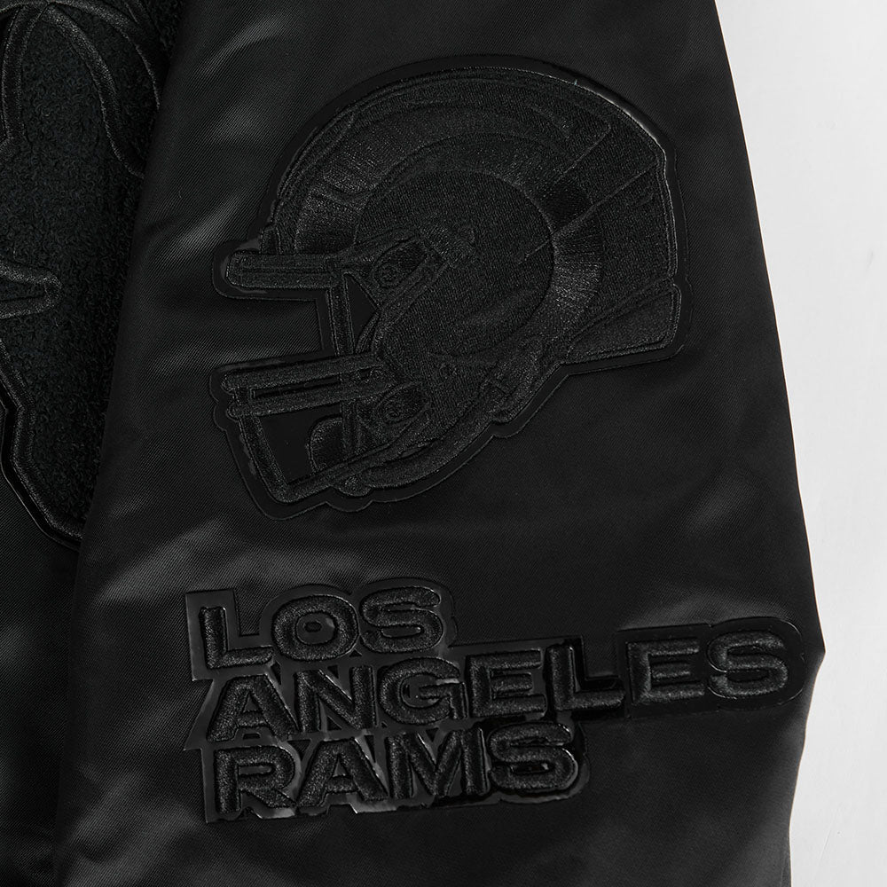 NFL LOS ANGELES RAMS TRIPLE BLACK SATIN JACKET (TRIPLE BLACK) - Image 5